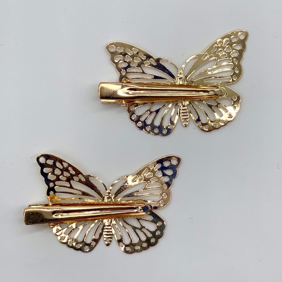 Gold Butterfly Hair Clips - Picture 4 of 4